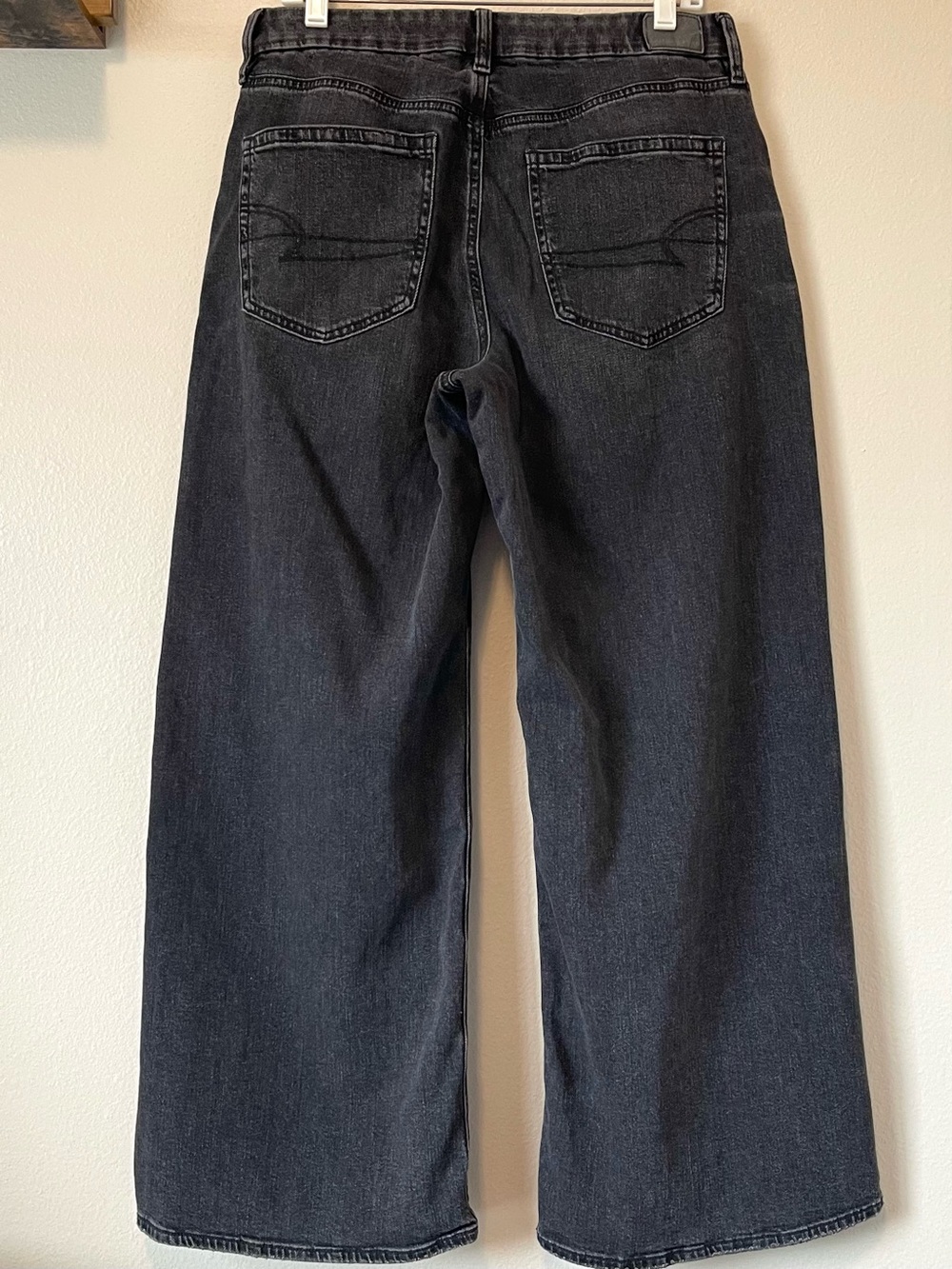 American Eagle Curvy Baggy Jeans - High Rise & Wide Leg Black Wash - Size 12 Reg